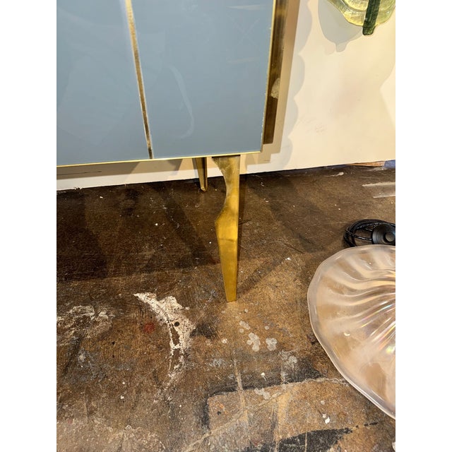 Modern Italian Modernist Glass and Brass Sideboard For Sale - Image 3 of 7