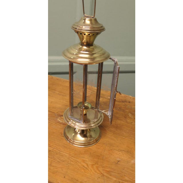 1970s Vintage Etched Glass 6-Sided Candle Lanterns, 1970, Set of 2 For Sale - Image 5 of 9