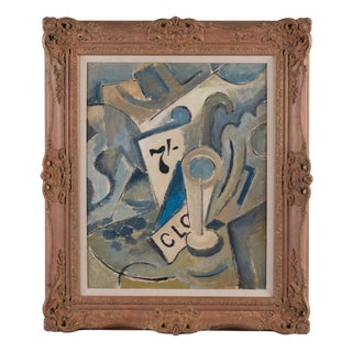 Abstract Cubist Style Composition, Mid-20th Century, Oil on Canvas For Sale
