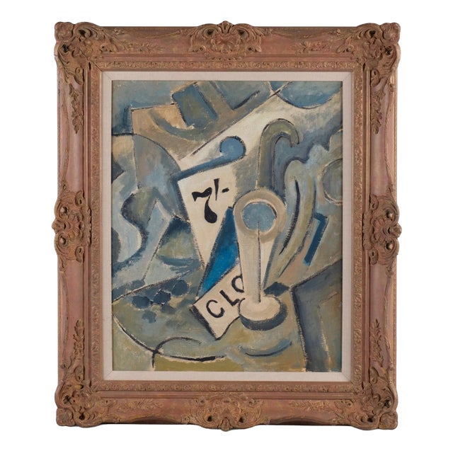Abstract Cubist Style Composition, Mid-20th Century, Oil on Canvas For Sale