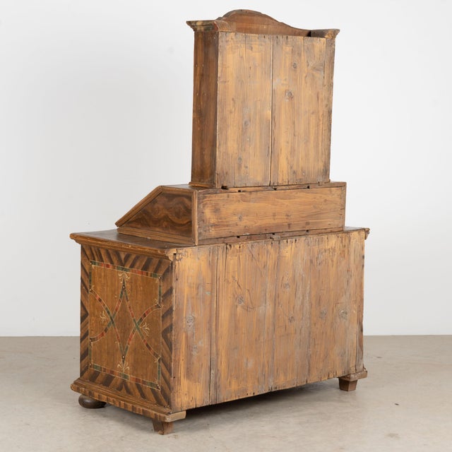 1778 Baroque Original Painted Tabernacle Secretary Writing Cabinet With St. George & Dragon For Sale - Image 13 of 13