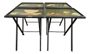 Late 20th Century Tray - Snack Tables, Set of 4, Foldable & Stackable