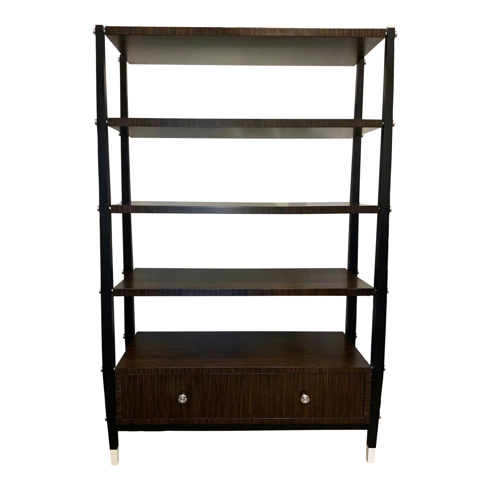 Theodore Alexander Modern Zebra Wood Etagere | Chairish