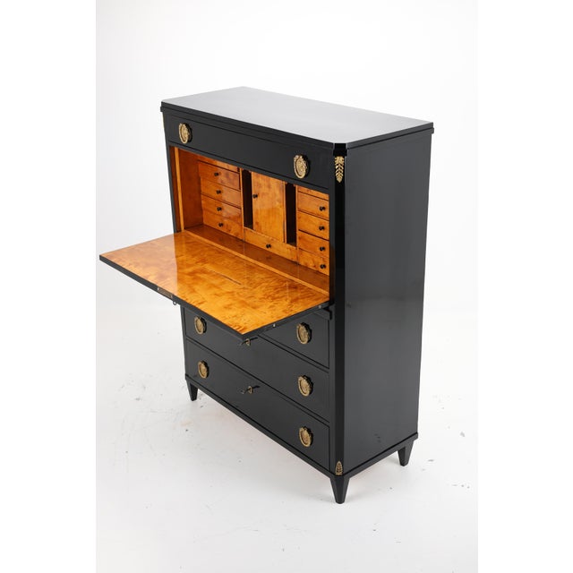 Antique Swedish Ebonized Secretaire, 1850 For Sale - Image 10 of 18