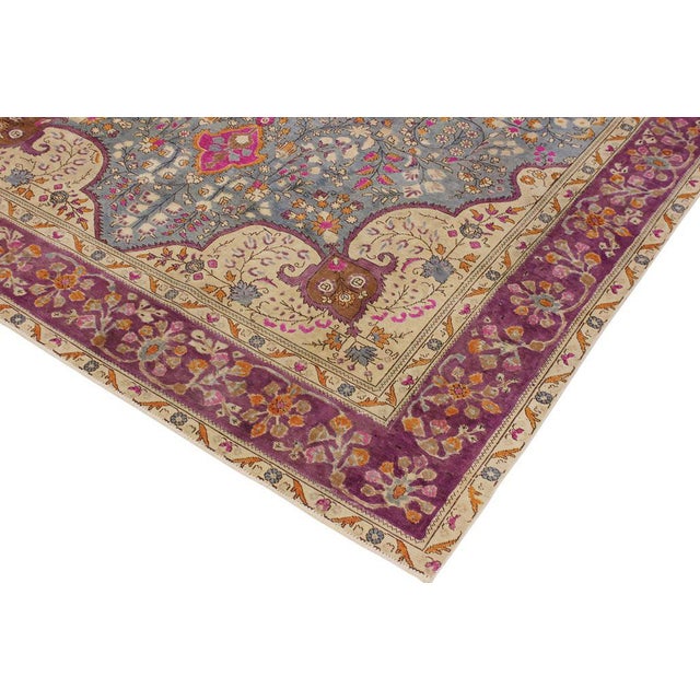 Shabby Chic Vintage Gray/Purple Wool Rug - 9'6'' X 12'2'' For Sale - Image 4 of 10
