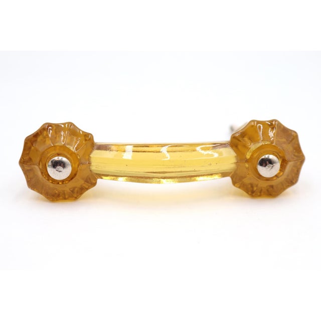 Pair of Vintage 4.25 In. Amber Glass Bridge Cabinet Pulls For Sale - Image 4 of 6
