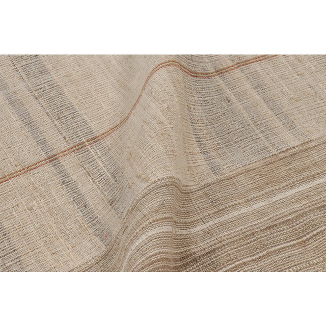 Textile Oversized Vintage Kilim in Beige-Brown and Cream Geometric Stripes - Rug & Kilim For Sale - Image 7 of 8