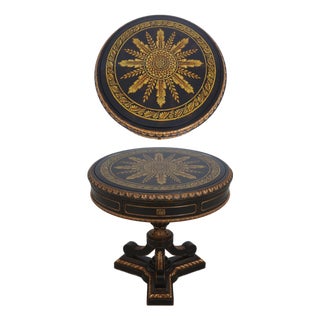Maitland Smith Eglomise Top Pedestal Lamp Table For Sale