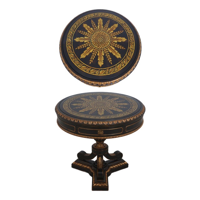Maitland Smith Eglomise Top Pedestal Lamp Table For Sale