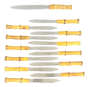 Bamboo Wood Knives, 1960s, Set of 13