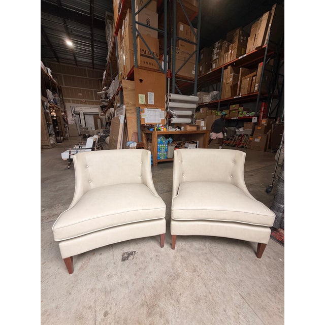 Contemporary Global Views Beige Leather Lounge Chair For Sale - Image 3 of 9