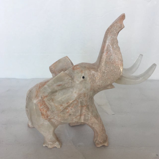 Pink Stone and Acrylic Hand - Carved Elephant Figurine For Sale In Miami - Image 6 of 13