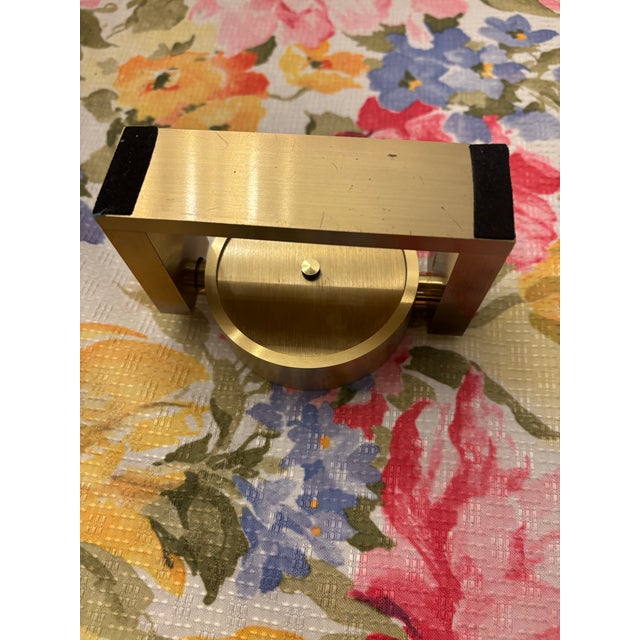 Brass Tiffany & Co. Swiss Brass Modernist Desk Clock – Recently Serviced by Tiffany – Receipt Included For Sale - Image 8 of 12