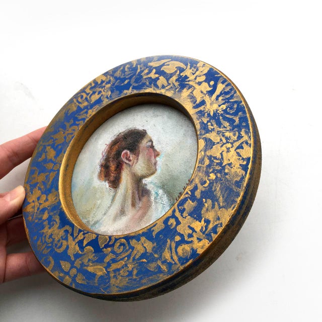 Framed Portrait Girl Original Painting Victorian Wall Decor by Valeriya Serova For Sale - Image 6 of 7