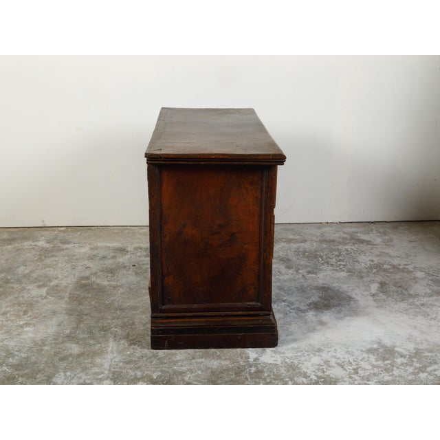 Italian 1800s Walnut Commode with Three Drawers and Raised Diamond Motifs For Sale - Image 9 of 12