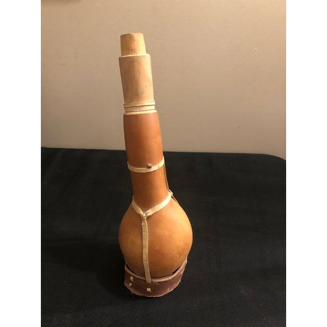 Mid-Century Modern Mid-Century Ethiopian Oromo Hand-Carved Gourd Vessel With Leather Harness For Sale - Image 3 of 6