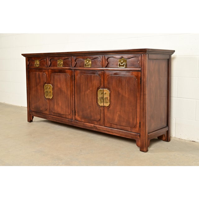 Mid-Century Modern Henredon Hollywood Regency Chinoiserie Walnut Sideboard Credenza, Circa 1970s For Sale - Image 3 of 18