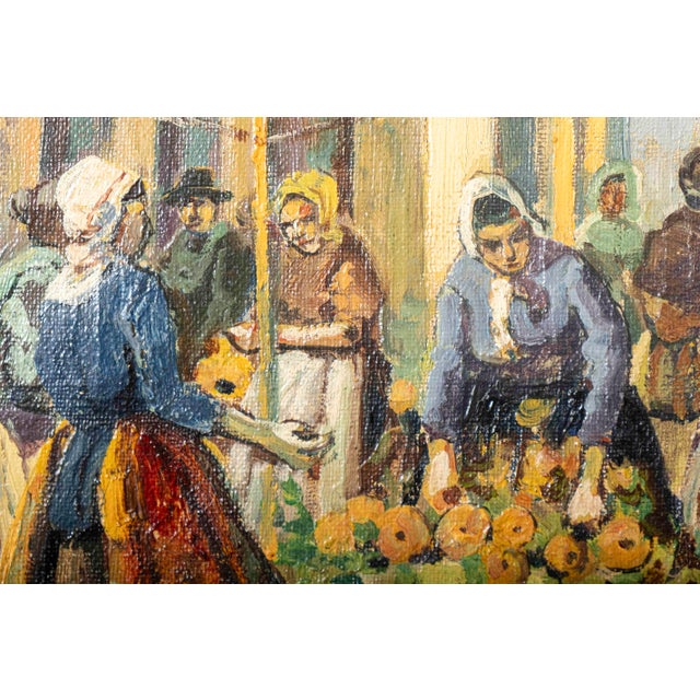 Early 20th Century Large European Flower Market Oil Painting, Signed H. Johannsen, Ornate Gilt Frame For Sale - Image 4 of 17