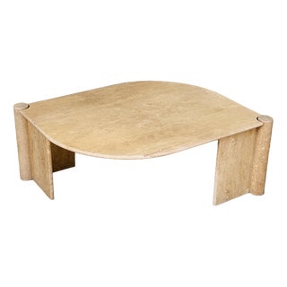 Italian Travertine Coffee Table, 1980s For Sale