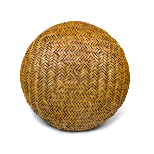 Mid Century Hand Made Bamboo Wicker Rattan Round Stool For Sale - Image 6 of 13