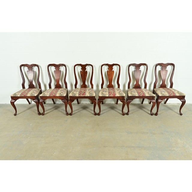 Queen Anne Baker Furniture Style Queen Anne Solid Cherry Wood Dining Chairs, Set of Six For Sale - Image 3 of 12