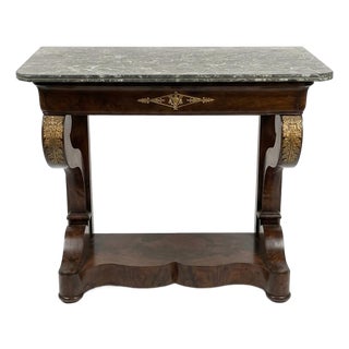 French Charles X Period Mahogany and Marble Console Table For Sale