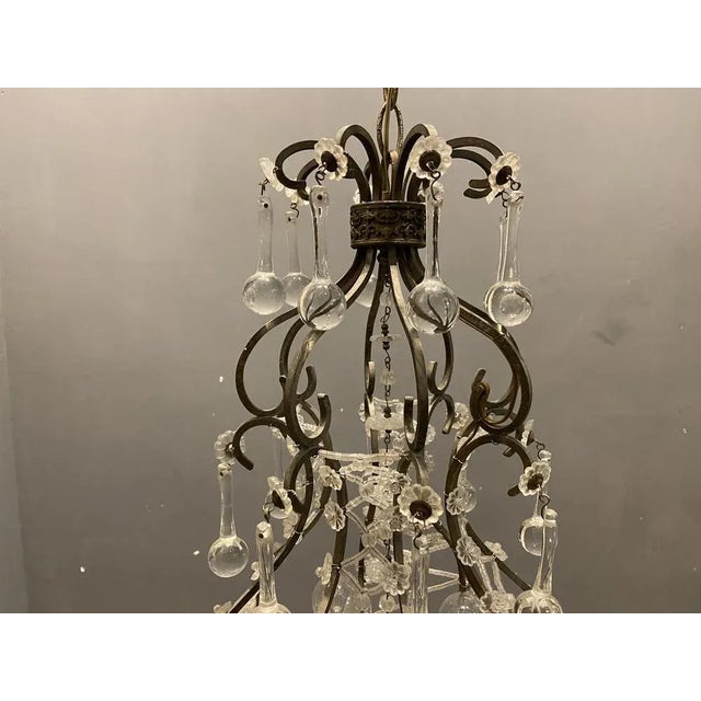 Vintage Italian Light Pendant with Murano Glass Drops For Sale - Image 4 of 13