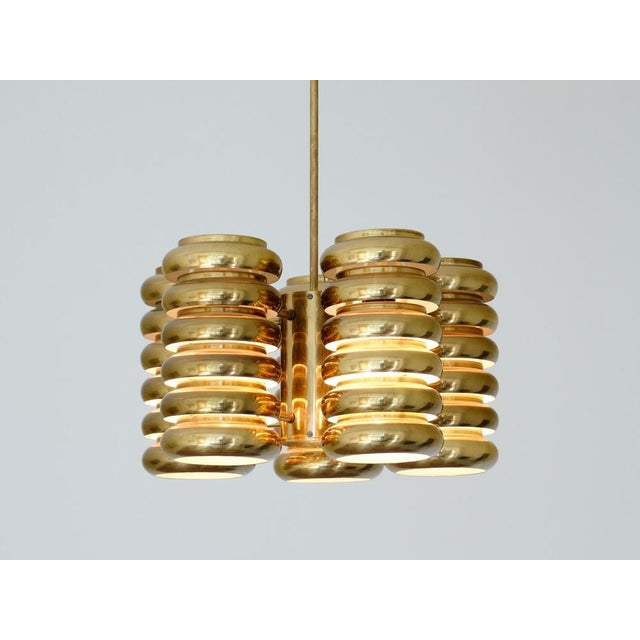 5-Arm Pendant Light in Brass by Kai Ruokonen for Lynx, Finland, Early 1970s For Sale - Image 16 of 17