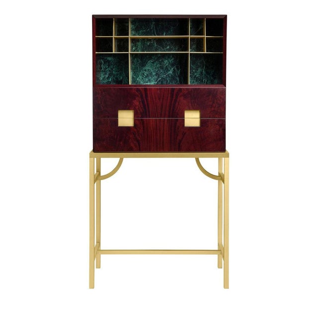 Zuan Mahogany and Verde Alpi Marble Bar Cabinet by Paolo Rizzatto For Sale - Image 6 of 6