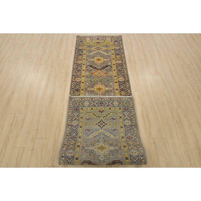 Kazak Runner 2’8” X 9”9” Gray Wool Tribal Hand-Knotted Oriental Rug For Sale - Image 12 of 13