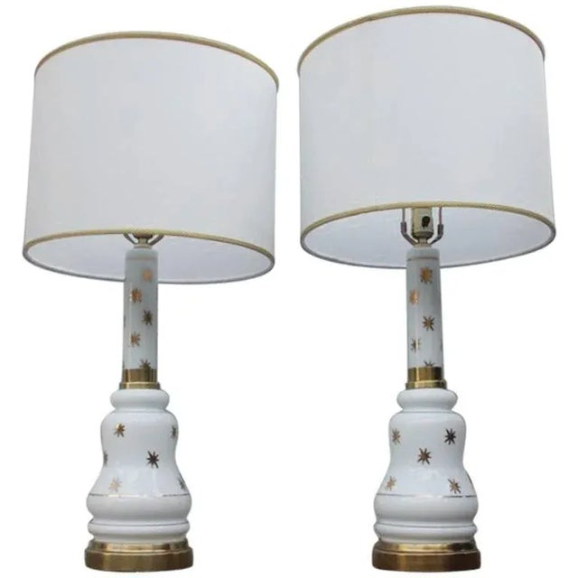 Opaline Glass Table Lamp, 1960s, Set of 2 For Sale - Image 11 of 11