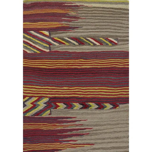 Textile Handwoven Scandinavian Style Persian Kilim Area Rug 4′ × 5'8″ For Sale - Image 7 of 7