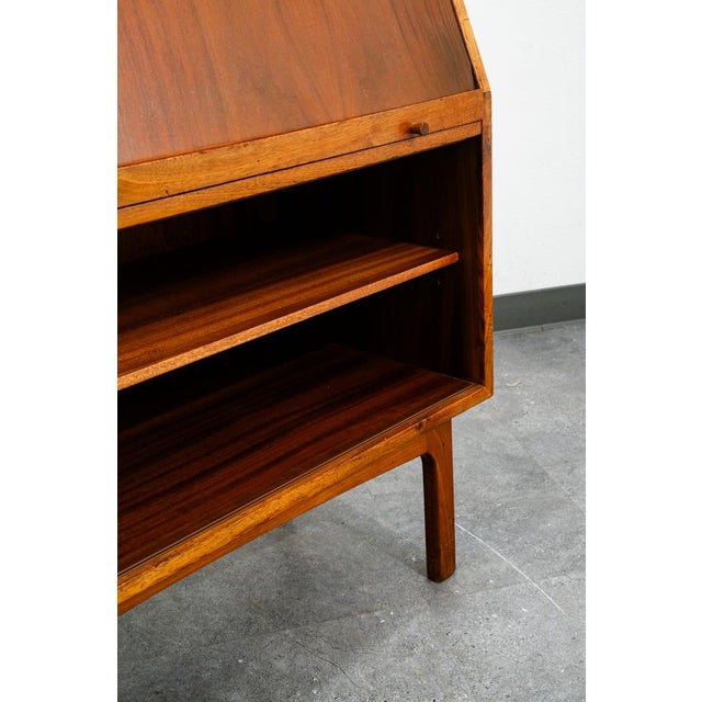 Brown Mid Century Danish Modern Secretary Desk Bureau Denmark Teak Drawer Tambour Door For Sale - Image 8 of 12