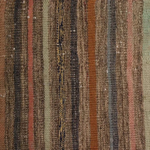 1970s 1970s Vintage Geometric Striped Beige Brown and Multicolor Wool Kilim Rug For Sale - Image 5 of 6