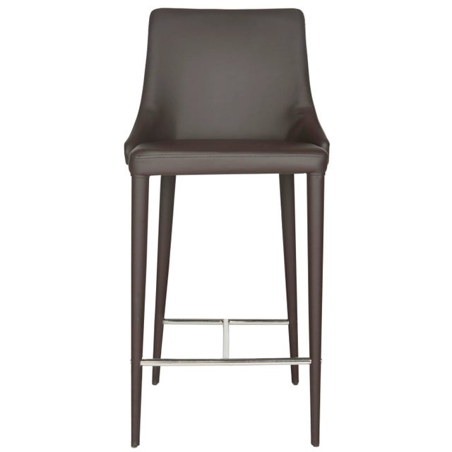 Posh perch. Counter service has never been more chic thanks to these designer-inspired brown leather counter stools....