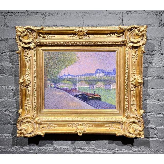 French Jean Vollet – Pont Des Arts, Paris – French Pointillist Oil Painting For Sale - Image 3 of 13