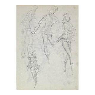 1950s Double Sided Figure Skating Drawing For Sale