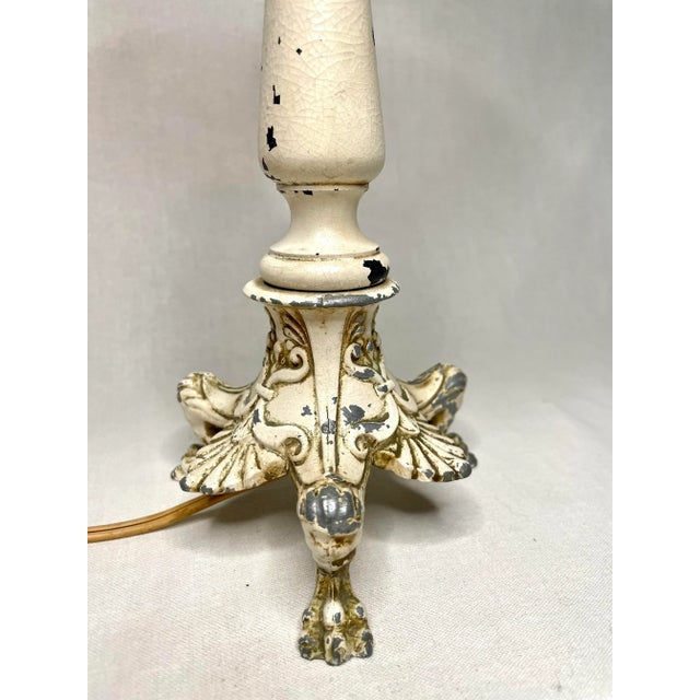 French Country Small Cream Table Lamp For Sale - Image 11 of 12