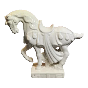 Mid 20th Century White Glaze Ceramic Horse Figurine