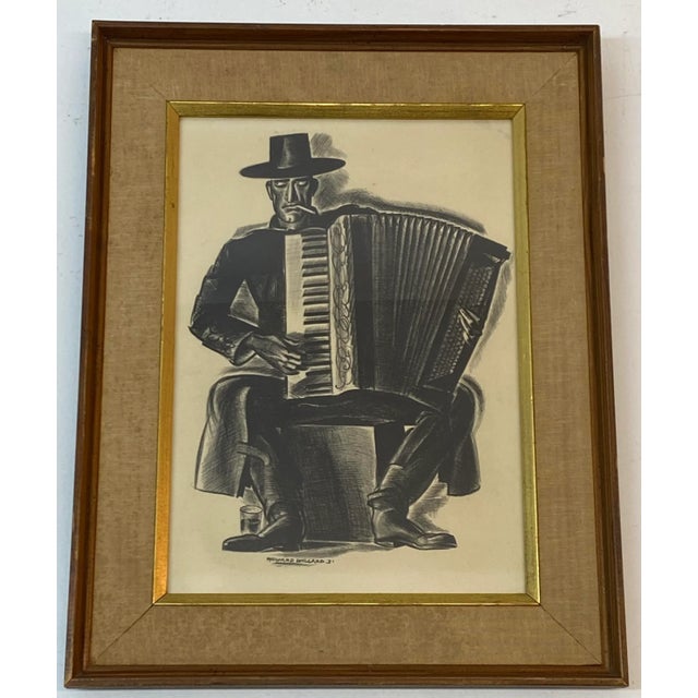 Howard Willard "The Accordionist" Original Lithograph C.1931 For Sale - Image 9 of 9