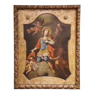 18th Century Spanish Baroque Saint Julius Martyr Oil Painting With Angels For Sale
