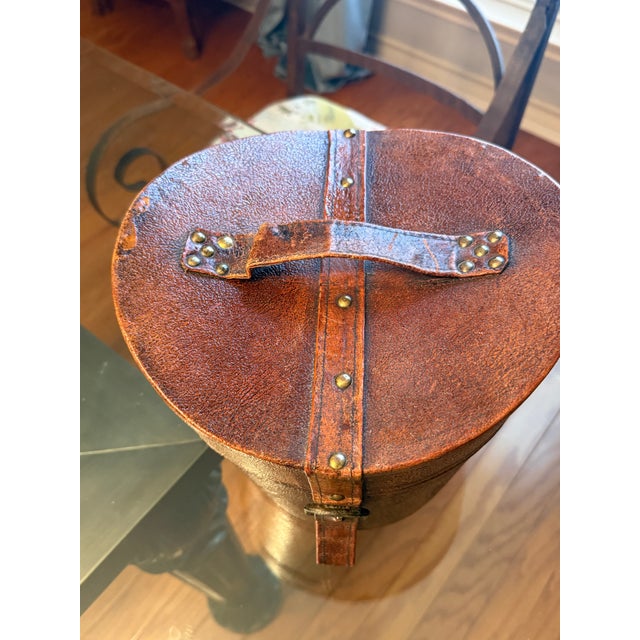 Antique Leather Hat Box 19th Century For Sale - Image 4 of 5