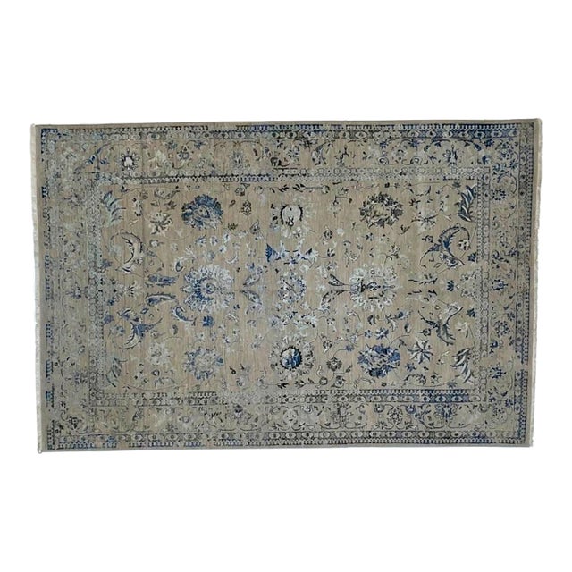Silk and Wool Modern Style Rug , 6'1" X 9'1" For Sale