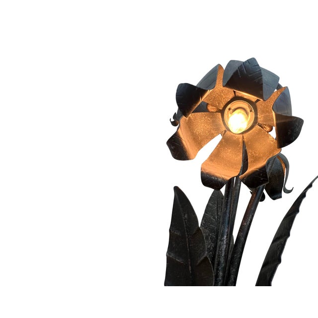 1970s Tulip Lamps Metal Architectural Salvage Iron Hans Kogl Style Industrial Hollywood Regency - a Pair For Sale - Image 12 of 12