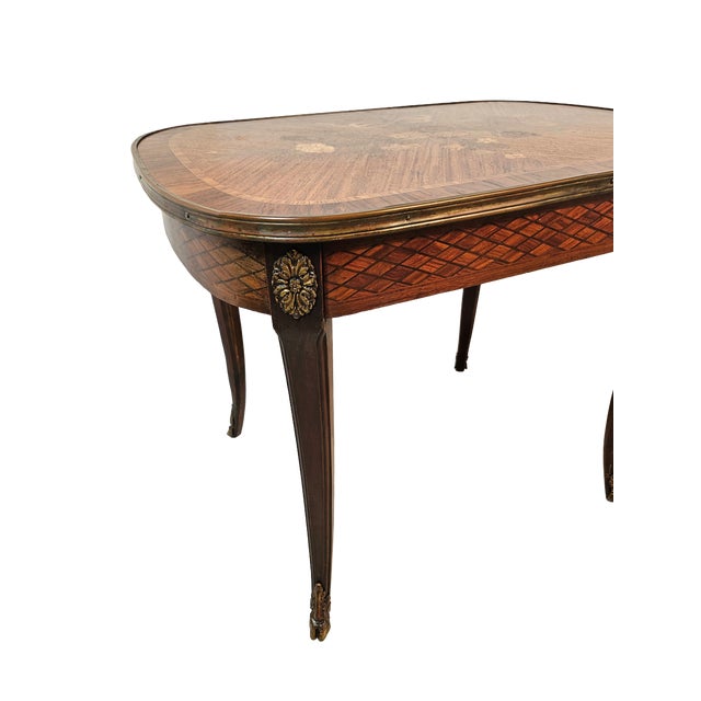 French Louis XV Style Marquetry Side Table With Bronze Accents, Circa 1900 For Sale - Image 9 of 14