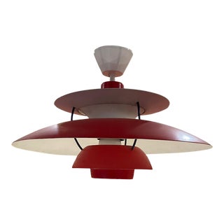 1958 Poul Henningsen Red Lamp Ph5 Pendant Light Louis Poulsen Denmark For Sale