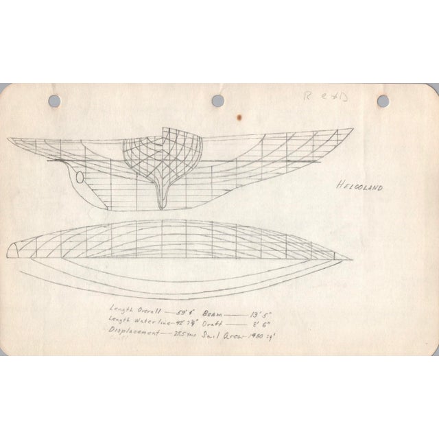 Mid-Century Modern 1940s Maine Marine Architectural Drawing on Paper For Sale - Image 3 of 3
