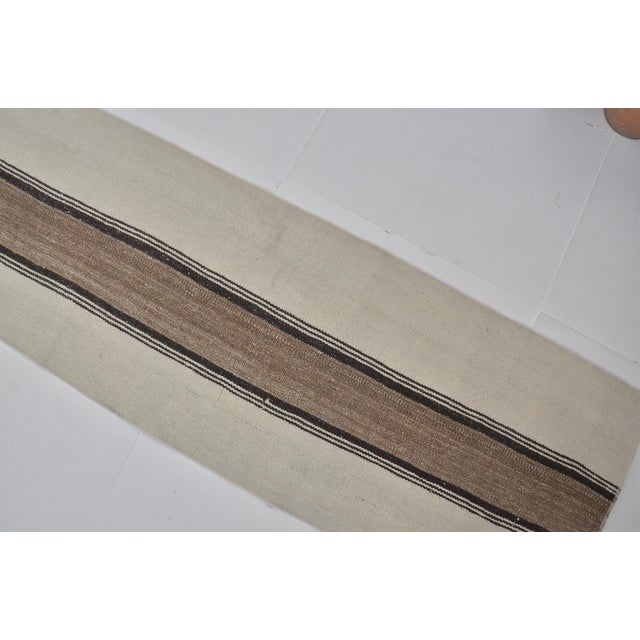 1950s 1950s Neutral Stripe Anatolian Kilim Rug For Sale - Image 5 of 10