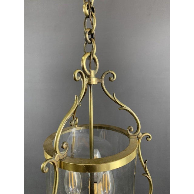 20th Century Brass and Glass Lantern Pendant Light For Sale - Image 4 of 6