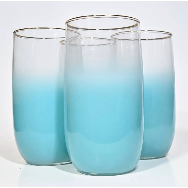 West Virginia Glass Specialty Co. Turquoise Blendo Glasses - Set of Four For Sale - Image 4 of 9